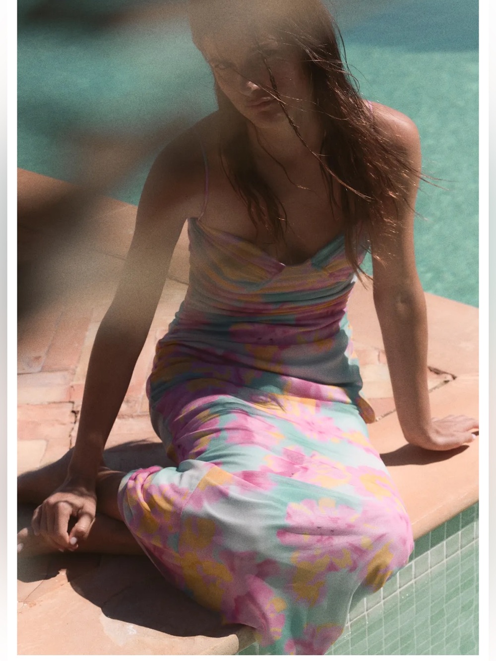 Zara Pastel Tie-Dye Slip Midi Dress - Pink, Yellow, Blue - Picture 4 of 10